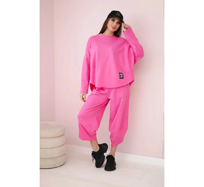 Bavlněná mikina kalhoty set světle růžová Bavlněná mikina kalhoty set světle růžová