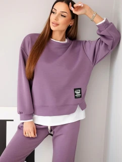 Dámský komplet s  s volnou mikinou a tepláky fialový model 21808629 - K-Fashion
