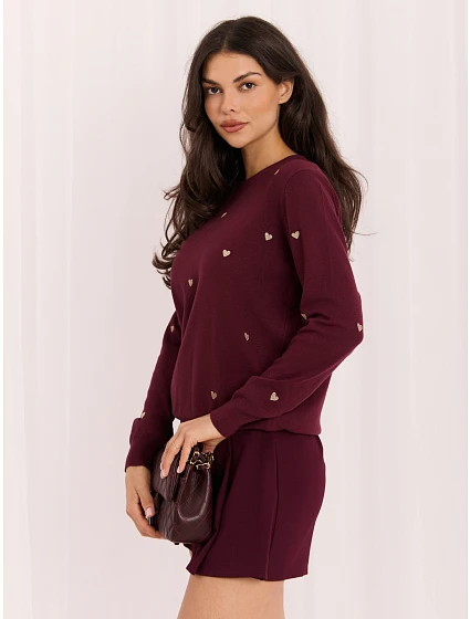 Sweter IR SW model 22400719 bordowy - FPrice Sweter IR SW model 22400719 bordowy - FPrice