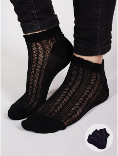 Yoclub Dívčí prolamované ponožky 3-pack SKL-0010G-3400 Black