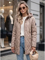 Kurtka damska przejściowa pikowana z kapturem beżowa model 22342134 - FashionStreet