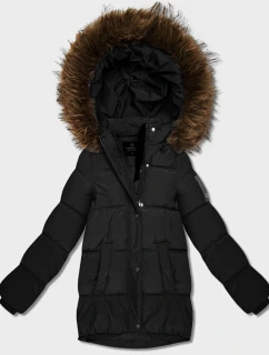 Púzdrová bunda s kapucňou čierna (KK60609)