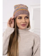 Fleecová čiapka Patrycja K254 horčicová+hnedá