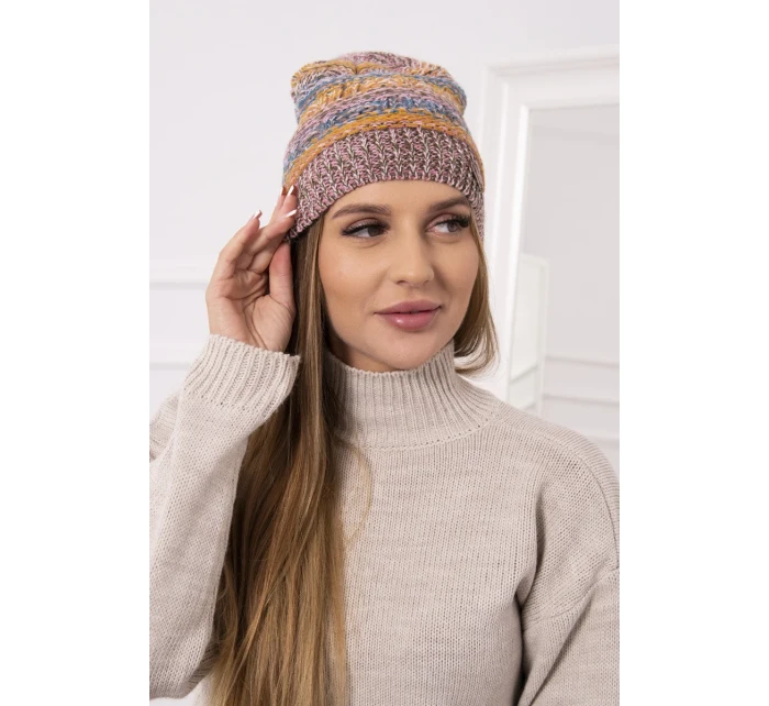 Fleecová čiapka Patrycja K254 horčicová+hnedá