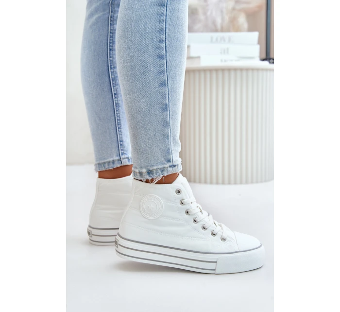 Zateplené dámské tenisky na platformě model 21675260 bílé - Big Star Shoes