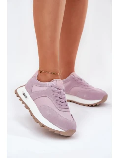 Semišové Sneakersy Na Platformě Dámské Big Star model 21694489 HIPOLY SYSTEM Fialové - Big Star Shoes