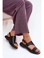 Kožené dámské sandály na nízkém podpatku Vinceza 86434 Černé