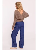 M809 Orezaný sveter s výstrihom do V - cappuccino