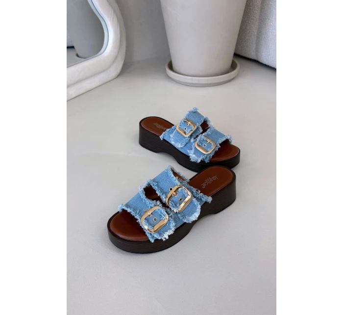 Dámske papuče na platforme 100-486 Džínsová modrá s čiernou - Joalice Paris Dámske papuče na platforme 100-486 Džínsová modrá s čiernou - Joalice Paris