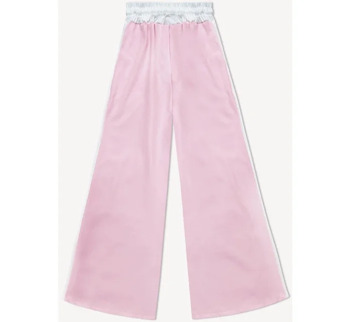 Dámske voľné nohavice v púdrovo ružovej farbe s lampášmi (764ART)