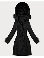 Elegantný dámsky kabát s kapucňou Goodlookin black (T2-2238#-1) Elegantný dámsky kabát s kapucňou Goodlookin black (T2-2238#-1)