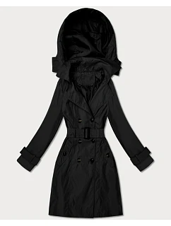 Elegantný dámsky kabát s kapucňou Goodlookin black (T2-2238#-1)