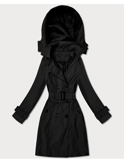 Elegantný dámsky kabát s kapucňou Goodlookin black (T2-2238#-1) Elegantný dámsky kabát s kapucňou Goodlookin black (T2-2238#-1)