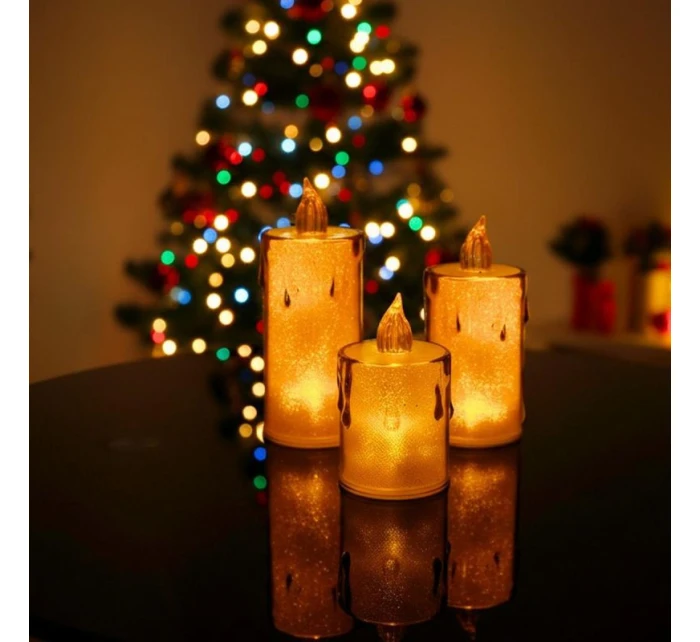 DEKORATÍVNA SVIEČKA 8 CM JANTÁROVÁ TEPLÁ BIELA 1 LED