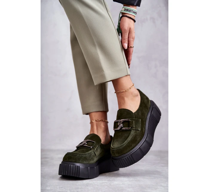 Modne Zamszowe Półbuty Na Platformie Khaki Lemar Marsol Modne Zamszowe Półbuty Na Platformie Khaki Lemar Marsol