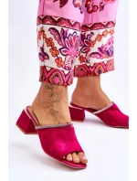 Zamszowe Klapki Na Obcasie S.Barski KV-612-2 Fuksja