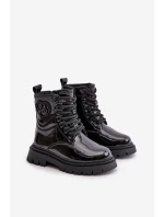 Lakované boty dívčí zateplené kožešinou na zip černé model 21672490 - Boto Lakované boty dívčí zateplené kožešinou na zip černé model 21672490 - Boto