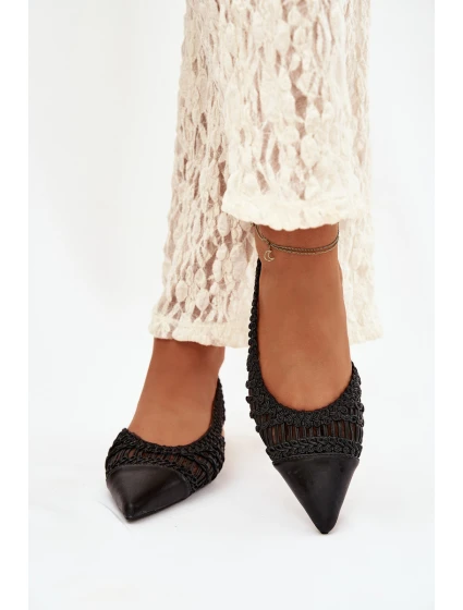 Dámské sandály s pletením na Černé model 21911471 - Boto