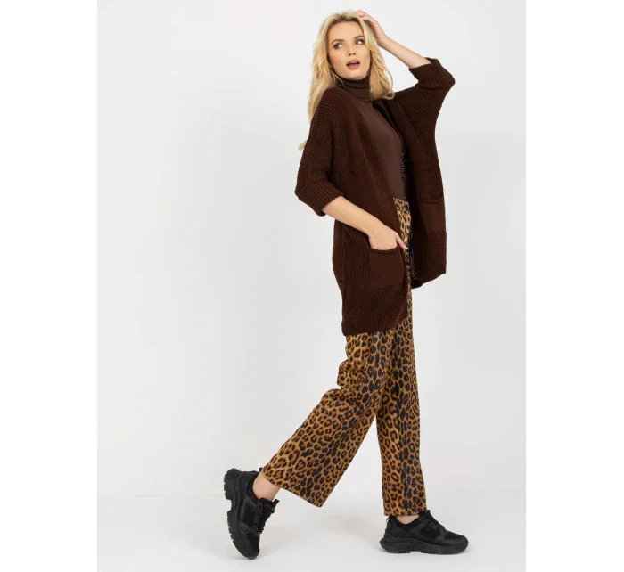 Dámsky sveter LO SW LK 3002 kardigan.98P tmavo hnedý