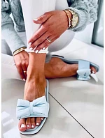 Dámske šľapky s mašľou H47 Svetlo modrá - Sixth Sens