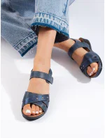 Pekné tmavomodré sandále s platformou pre ženy Pekné tmavomodré sandále s platformou pre ženy