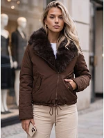 Dámska zimná bunda s odnímateľným golierom, hnedá, FashionStreet TY6071