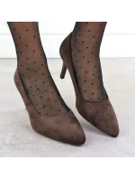 Dámské čokoládové semišové lodičky na jehlovém podpatku Sergio model 21906220 - LEONE