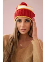 Dámska čiapka Kinga K297 red+mustard+ecru