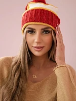 Dámska čiapka Kinga K297 red+mustard+ecru