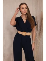 Kombinéza s ozdobným opaskom v páse námornícka farba Kombinéza s ozdobným opaskom v páse námornícka farba