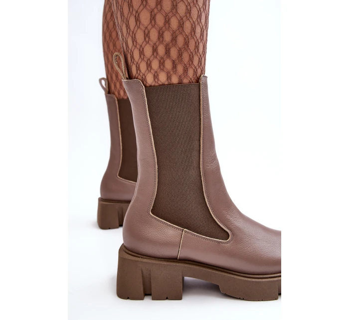 Damskie Botki Sztyblety 2693/230 Laura Messi Brązowe