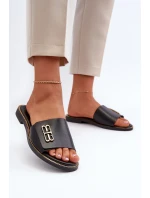 Zazoo 40384 Eleganckie Skórzane Klapki Damskie Czarne