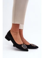 Czółenka Na Niskim Obcasie Z Eko Zamszu S.Barski KV27-037 Czarne