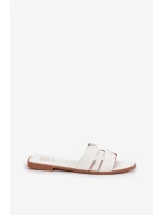 Dámské Pantofle Na Plochém Podpatku S Eko Kůže Bílé model 21688606 - Boto