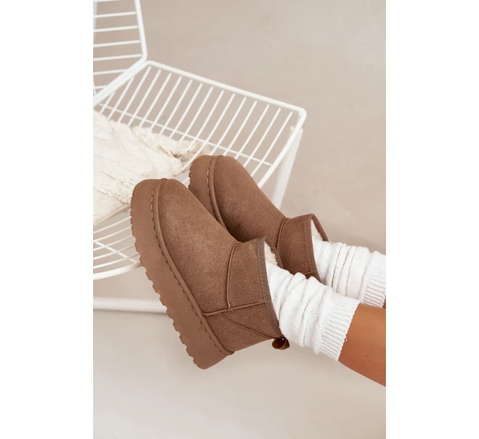 Śniegowce Damskie Na Platformie Ocieplane Futerkiem Khaki Vesirae Śniegowce Damskie Na Platformie Ocieplane Futerkiem Khaki Vesirae