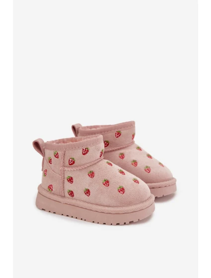 Dětské sněhule s jahodami růžové Gracina