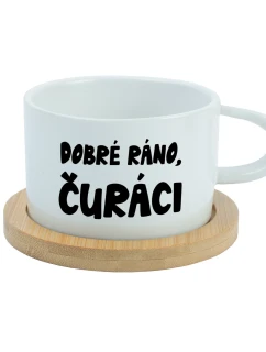 DOBRÉ RÁNO, ČURÁCI - bílý hrníček makronka 200 ml
