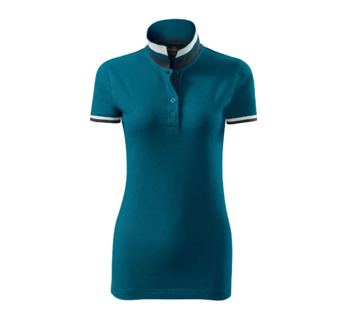 Dámska polokošeľa Collar Up petrol