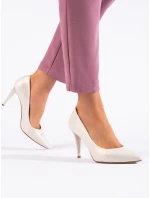 Praktické lodičky bílé dámské na širokém podpatku Praktické lodičky bílé dámské na širokém podpatku