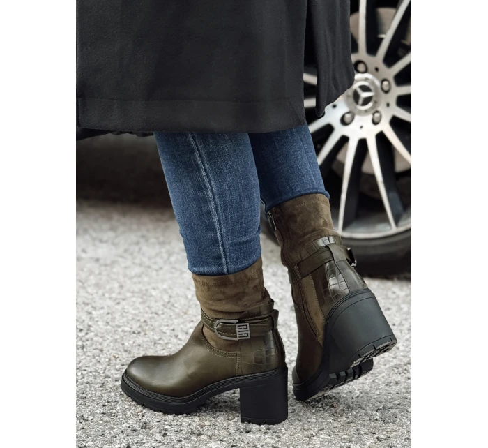 Dámské boty na podpatku zelené Dstreet model 21981421 - FashionStreet