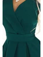 SCARLETT Zelené rozšířené dámské šaty s přeloženým obálkovým výstřihem model 20864405 - numoco