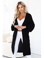 Dlouhý dámský pletený kardigan s kapsami a rukávy – černý model 22323055 - numoco basic