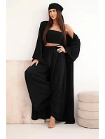 Dámsky viskózový 4-dielny set v boho štýle čierny