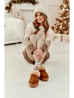 Kožené Semišové Pantofle Dámské Na Platformě S Kožíškem Camel model 21638811 - Boto Kožené Semišové Pantofle Dámské Na Platformě S Kožíškem Camel model 21638811 - Boto