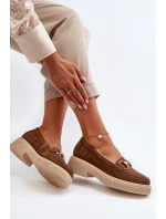 model 21652497 Zamszové Dámské Mokasíny S Ozdobou Hnědé - Zazoo