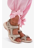 Kožené dámské sandály ve sportovním stylu Béžové Morenia