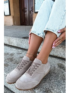 Dámske béžové barefoot topánky z prírodného semišu Zazoo N1422