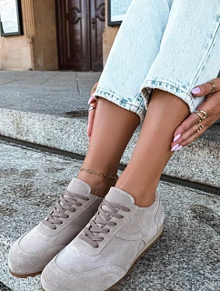 Dámske béžové barefoot topánky z prírodného semišu Zazoo N1422