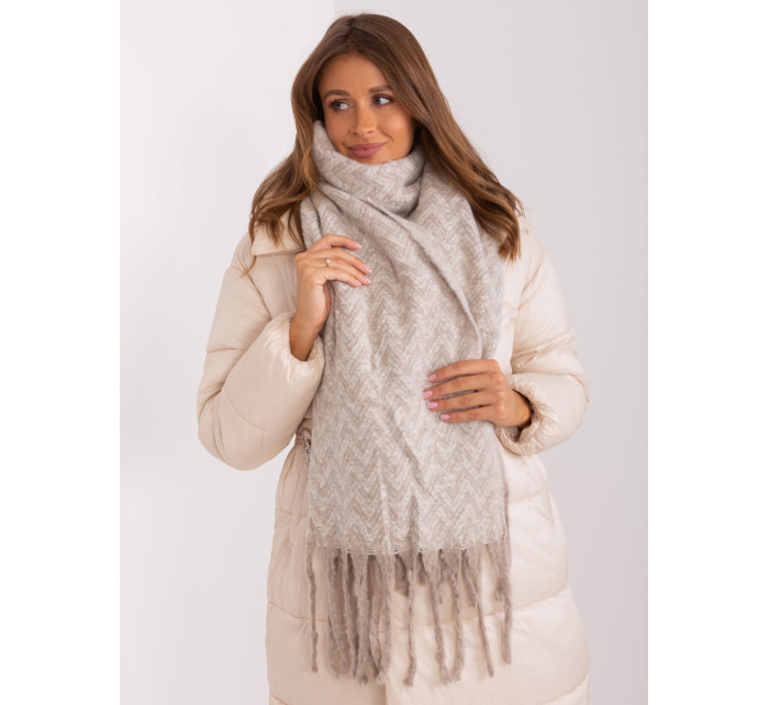 Béžovo-biely dámsky pletený šál