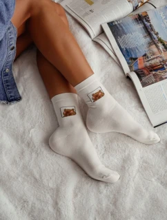 Dámske ponožky s kapybarou - ecru